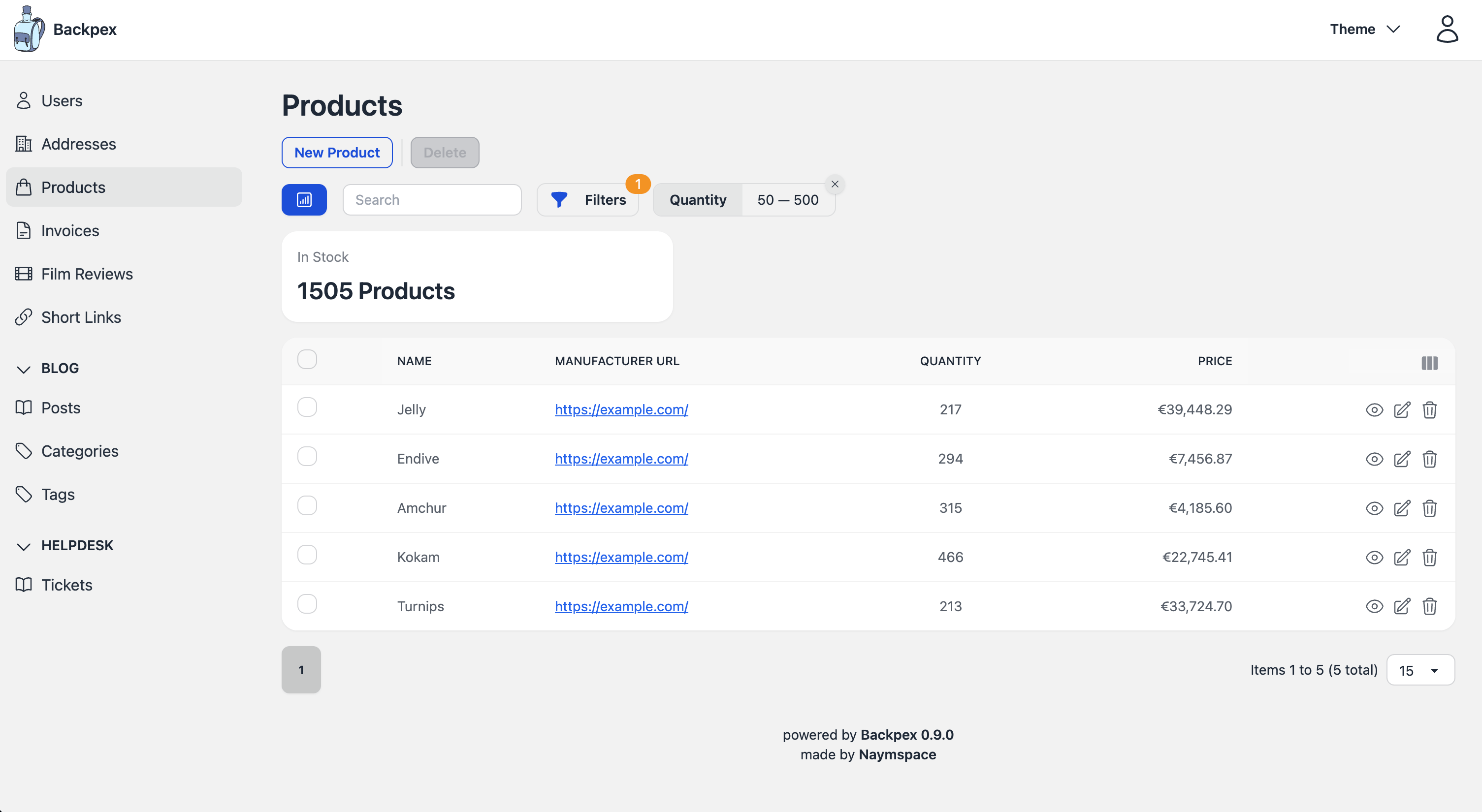 Backpex Admin Dashboard